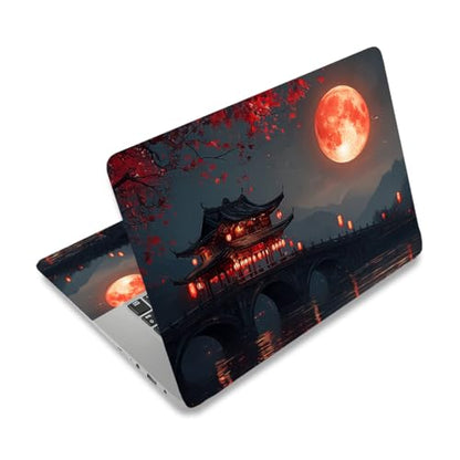 PLIGREAT 15 Inches Laptop Skin Stickers, Courtyard Landscape Pattern Laptop Sticker Decals Fits 12" to 15" Laptops Universal Waterproof Removable Notebook Art Cover Sticker - color: Black,red