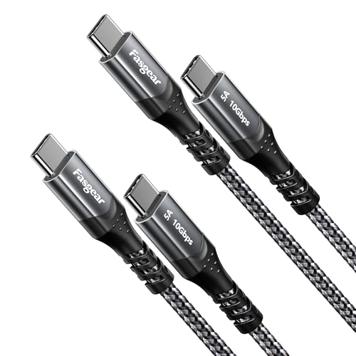 Fasgear USB C to Type C Cable, 2 Pack, Black, 6ft | USB 3.1 Gen 2, 100W Power Delivery, 10Gbps Data Transfer, 4K@60Hz Video Output - color: 2 Pack Black, size: 6ft
