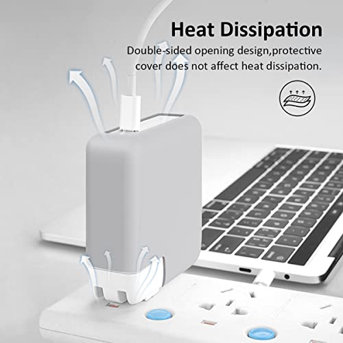 140W Soft Silicone Power Adapter Sleeve Case for 2021-2024 2026 MacBook Pro 16 inch M5 A3428 A3429 M4 A3403 A3186 M3 A2991 M2 A2780 M1 A2485 Charger Protective Cover (140W), Gray - color: Gray