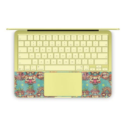 Glossy Glitter Laptop Skin Compatible with Apple MacBook Neo - Crazy Tikis - Premium 3M Vinyl Protective Wrap Decal Cover - Easy to Apply | Crafted in the USA by MightySkins - color: Crazy Tikis, size: MacBook Neo Full Cover Skin, style: Glossy Glitter Fi
