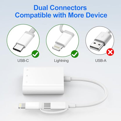CF SD Card Reader for iPhone iPad Mac Dual Connector (Lightning & USB C), Digital Camera Memory Card Adapter to iPhone with Compact Flash/SD/MicroSD 3 Slot, Plug&Play for Android Phone Laptop