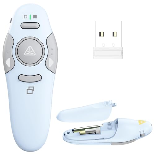 QUI Presentation Clicker Wireless Presenter Remote, Blue, A | Clicker for PowerPoint Presentation Remote, PowerPoint Slide Advancer for Mac/Windows/Google Slide/Keynote - color: Blue