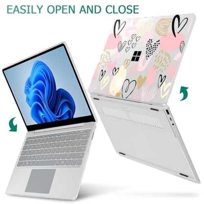 Case for Surface Laptop 5/4/3 13.5", Pink & Gold Hearts | Hard Shell Case with Keyboard Cover & Screen Protector. Fits Surface Laptop 5/4/3 13.5" Metal Palm Rest Models 1951/1868. - color: Pink & Gold Hearts