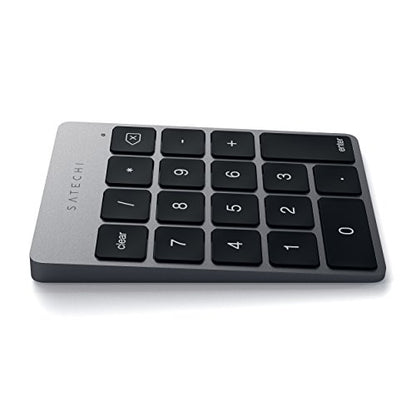 Satechi Slim Aluminum Bluetooth Keypad, Wireless Number Pad with 18 Keys, Micro USB Rechargeable Numpad, External Number Pad for MacBook Air/Pro/Neo, iPad Air/Pro, iMac, PC - Space Gray - color: Space Gray, size: Micro USB