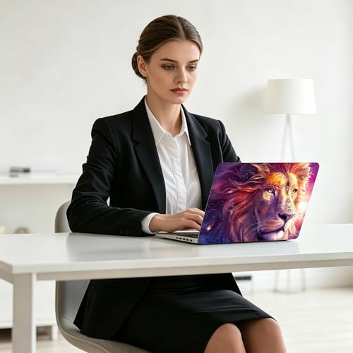 Universal Laptop Skin Decal, 3-Piece Vinyl Protector for 12 13 14 15.6" Notebook, Waterproof Anti-Scratch, Easy Trim & Bubble-Free Finish, Beautiful Lion - color: Beautiful Lion