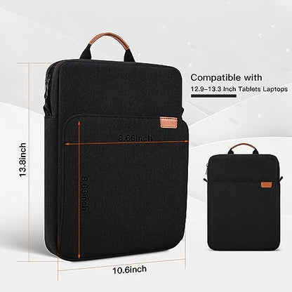 13 inch iPad Sleeve Carrying Bag for 13 inch iPad Pro M5 & Air M4/M3 2026, iPad Pro 12.9, 13.8" Surface Laptop 7th, Padded Trave Tablet Case with Shoulder Strap, Black - color: Black, size: 12.9-14 inch