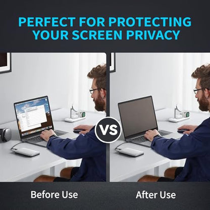 14 Inch 16:9 Laptop Privacy Screen Filter, Anti Scratch Anti Spy Anti-Glare Blue Light Screen Guard, Removable 14 In Security Shield, Matte/Glossy Double-Sided