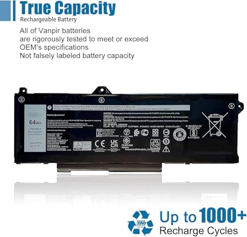 GRT01 Laptop Battery Replacement for Dell Latitude 5421 5431 5521 5531 Precision 3561 3470 3571 3581 3591 Mobile Workstation Alienware m17 R5 AMD Series 9JRV0 00P3TJ 0R05P0 05RGW 15.2V 64Wh 4000mAh - size: 9.25*3.54*0.28 inch GRT01