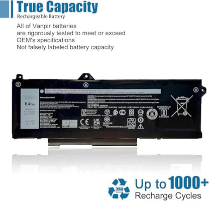 GRT01 Laptop Battery Replacement for Dell Latitude 5421 5431 5521 5531 Precision 3561 3470 3571 3581 3591 Mobile Workstation Alienware m17 R5 AMD Series 9JRV0 00P3TJ 0R05P0 05RGW 15.2V 64Wh 4000mAh - size: 9.25*3.54*0.28 inch GRT01