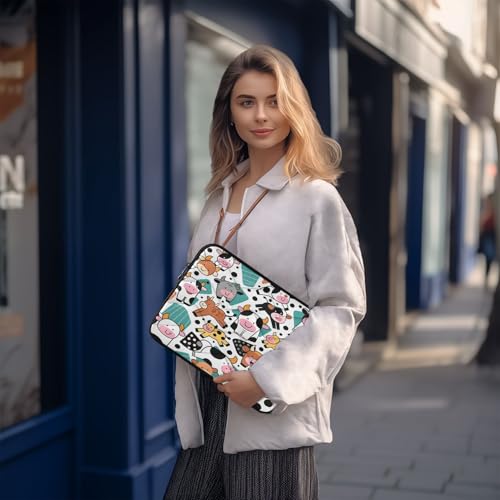 Lively Cow Pattern Padded Laptop Sleeve Case 13 Inch Soft Quilted Laptop Bag Waterproof Computer Sleeves - color: Lively Cow Pattern, size: Medium