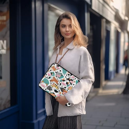 Lively Cow Pattern Padded Laptop Sleeve Case 13 Inch Soft Quilted Laptop Bag Waterproof Computer Sleeves - color: Lively Cow Pattern, size: Medium