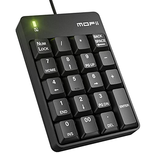 MOFII Number Pad - Black Wired Numeric Keypad Silent 19 Keys USB Numpad, Portable Financial Accounting Keyboard 10 Key for Laptop/Computer/PC/Notebook/Surface Pro - color: Black-A