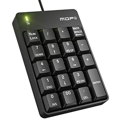 MOFII Number Pad - Black Wired Numeric Keypad Silent 19 Keys USB Numpad, Portable Financial Accounting Keyboard 10 Key for Laptop/Computer/PC/Notebook/Surface Pro - color: Black-A