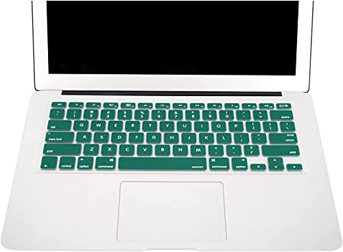 MOSISO Silicone Keyboard Cover Compatible with MacBook Air 13 inch A1466 A1369 2010-2017&Compatible with MacBook Pro 13/15 inch (with/Without Retina Display, 2015 or Older Version), Peacock Green - color: Peacock Green