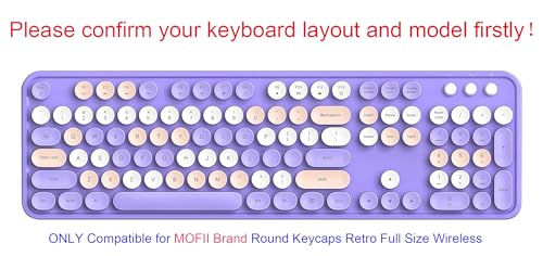 Silicone Keyboard Cover Skin Protector Compatible for MOFII Round Keycaps Retro Full Size Wireless Keyboard with Number Pad (Clear)