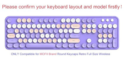 Silicone Keyboard Cover Skin Protector Compatible for MOFII Round Keycaps Retro Full Size Wireless Keyboard with Number Pad (Clear)