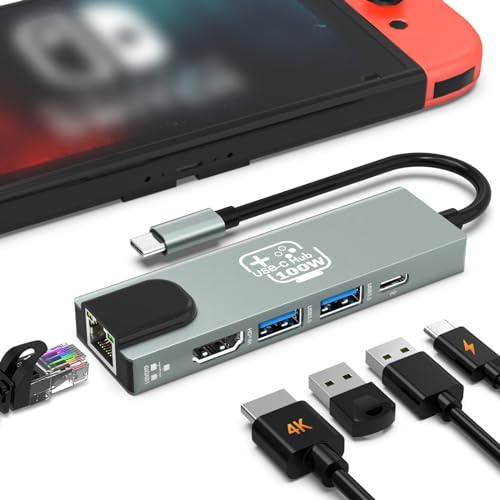 USB C Hub, Ethernet Adapter HDMI Docking Station for Nintendo Switch/Switch OLED/MacBook/iPad/iPhone/Android Phone/Laptop, 5in1 Portable Multiport TV Adapter Samsung Dex Electronic Accessories(2 pack) - style: 5 IN 1
