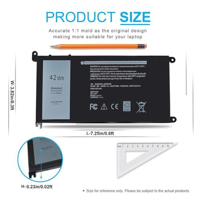 42Wh WDX0R WDXOR 11.4V Battery for Dell Inspiron 13 7375 7368 7378 5368 5378 5379 P69G 15 7573 7579 7560 7570 7569 5570 5567 5565 5568 5578 5579 5575 17 5765 5767 5770 5775 P58F P66F P75F FW8KR CYMGM - size: 42Wh WDX0R 11.4V 3 Cell