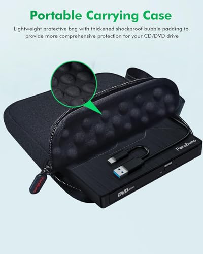 Super External CD DVD Drive, USB 3.0 DVD Burner with Ethernet Adapter, 3 USB and 2 TF/SD Card Ports, CD DVD Player Reader Writer Optical Disk Drive for Laptop PC Mac Windows Linux with Carrying Case - color: Line Black