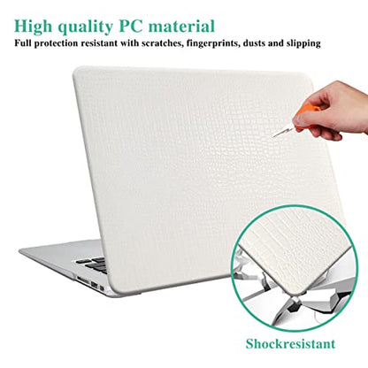Case for Crocodile MacBook Pro 14 inch 2026 2025-2021 M5 M4 M3 M2 M1, White | Crocodile Skin Alligator Leather Hard Case+Keyboard Cover (Model A3427 A3426 A3434 A3112 A3185 A3401 A2918 A2992 A2779 A2442) - color: # Crocodile White