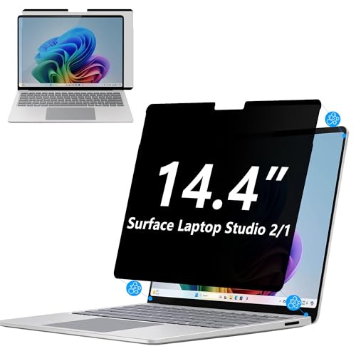 Megoo Privacy Screen Protector for Surface Laptop Studio 2/1 14.4 Inch, Anti-Spy, Anti-Glare, Blue Light & UV Blocking, Magnetic Nano Technology, Removable Design - size: Laptop Studio 14.4"