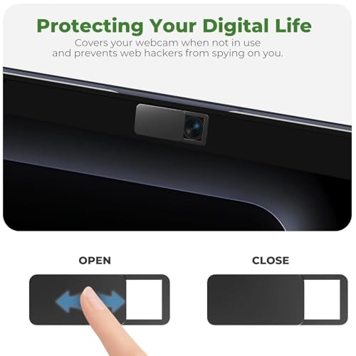 3 Pcs Camera Cover Slide, Compatible with MacBook, Laptop, PC, iMac, iPhone, Protect Privacy and Security 0.03 inch, Ultra-Thin Rectangle Webcam Cover with Case/Cleaning Cloth, 1.01X0.37 in - color: Black-M-3-Pack, size: Medium