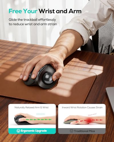 Nulea M514 Vertical Trackball Mouse, Ergonomic Wireless Thumb-Control Mouse with Quiet Clicks, 3 Device Connection (Bluetooth & USB Receiver), Rechargeable for PC/Mac/Laptop/Tablet,Black - color: D-Black