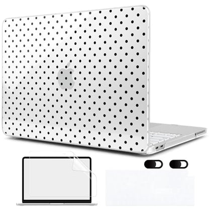 MEEgoodo 4-in-1 Printed Case for MacBook Neo 13 inch 2026 Release Model A3404, Laptop Hard Shell Cases with Keyboard Skin & Screen Protector & Webcam Covers, Poka Dot Black - color: Poka Dot Black