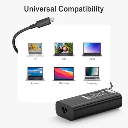 65W USB-C Charger for Dell, Compatible with Dell Latitude Inspiron Chromebook XPS 13 Computer Type C Laptop Power Adapter PD Fast Charging with USB C Cable
