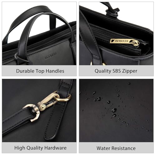 ECOSUSI Tote Bag Convertible Backpack for Women Vegan Leather Handbag Multifuction Shoulder Bag - color: Black Beige