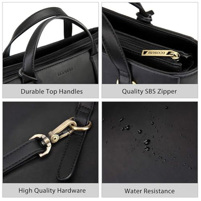 ECOSUSI Tote Bag Convertible Backpack for Women Vegan Leather Handbag Multifuction Shoulder Bag - color: Black Beige