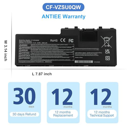 CF-VZSU0QW Battery for Panasonic ToughBook CF-20/Toughpad FZ-A2 Mk1 Tablet | 30Wh Replacement for CF-20A0205NG CF-20A0205TD FZ-A2A203CA3 CF-VZSU0QJS CF-VZSU0QK CF-VZSU0QR 11.4V 2600mAh - size: 7.9*3.1*0.3inch CF-20