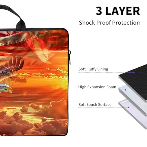 Laptop Bag,14 15 15.6 inch Laptop Case Sleeve,Computer Sleeve with Handle for Women Men,Carrying Case for MacBook,Dell,Lenovo,Notebook Computer,Eagle Flag Sunset - color: Eagle Flag Sunset