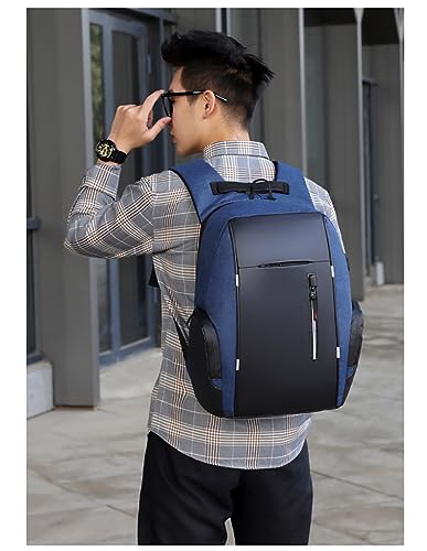 Men's Business Laptop Bag Multifunctional Rechargeable USB Backpack - color: Blue