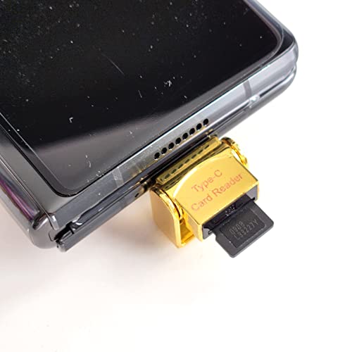 Mini/Micro USB 3.0 Type-C to TF Micro SD Card SDHC SDXC Memory Reader OTG Adapter Compatible with iPad Pro Mobile Phone Laptop Mac iOS Windows PC Linux Android Samsung Galaxy + Keychain (Gold) - color: Gold