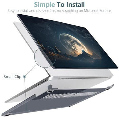 Batianda AstroGrid Case for Microsoft Surface Laptop 15 inch, Moon in Sky | Fits Surface Laptop for Business 8th Edition 2026 & Surface Laptop 7 2024, 4-in-1 Accessories Bundle, Slim Durable Hard Shell - color: Moon in Sky