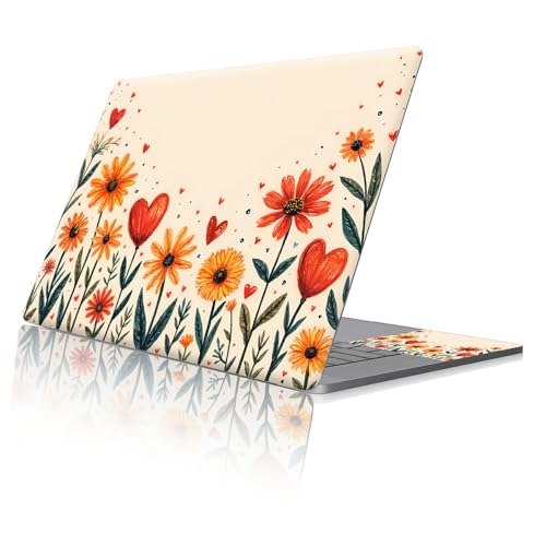 Reusable Universal Laptop Skin Sticker, Cut to Fit for 11.6–15.6 Inch Laptops, Waterproof Protective Film, No-Residue - Heart Flowers - color: Heart Flowers