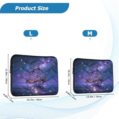 Purple Galaxy Dark Boat Waterproof Laptop Sleeves 14-16 Inch Padded Quilted Laptop Protector Bag Notebook Case - color: purple galaxy dark boat, size: Large