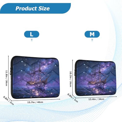 Purple Galaxy Dark Boat Waterproof Laptop Sleeves 14-16 Inch Padded Quilted Laptop Protector Bag Notebook Case - color: purple galaxy dark boat, size: Large