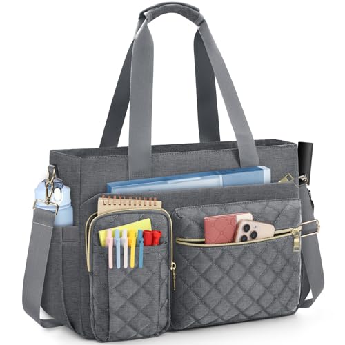 SDYSM Teacher Tote Bag 15.6 inch Laptop Bag Work Bags for Women Nurse Tote Professional Computer Messenger Shoulder Bags Laptop Briefcase for Office, College, Nursing, Grey - color: Grey