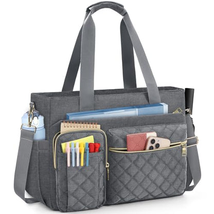 SDYSM Teacher Tote Bag 15.6 inch Laptop Bag Work Bags for Women Nurse Tote Professional Computer Messenger Shoulder Bags Laptop Briefcase for Office, College, Nursing, Grey - color: Grey