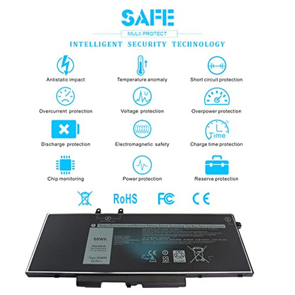 68Wh 3HWPP 15.2V Battery for Dell Latitude 5501 5510 5511 5401 5410 5411 E5410 E5510 E5401 E5501 E5411 E5511 Precision 3551 3541 for Inspiron 17 7500 7506 2-in-1 Black 451-BCMN 10X1J N2NLL 1VY7F 3YNXM - size: 68Wh 3HWPP 15.2V
