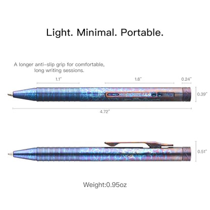 OKNIFE B1 Lightning Strike Titanium Pen, 2-in-1 Clip, 2 pcs Refills | Bolt Action EDC Pen with Built-in Spinning Top for Smooth Writing and Everyday Carry (Lightning Strike Titanium) - color: Lightning Strike Titanium