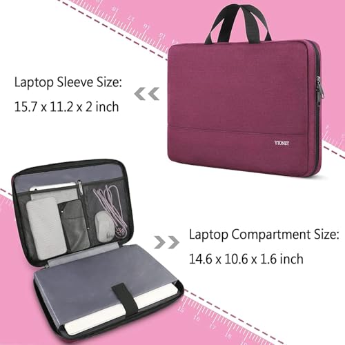 Ytonet Laptop Case 16 inch, 15-15.6 Inch Laptop Sleeve Cover with Handle | Compatible with HP Dell Lenovo Asus Notebooks, Computer Carrying Case, TSA, Protective, Slim, for Women, Purple Red - color: Purple Red, size: 16 inch