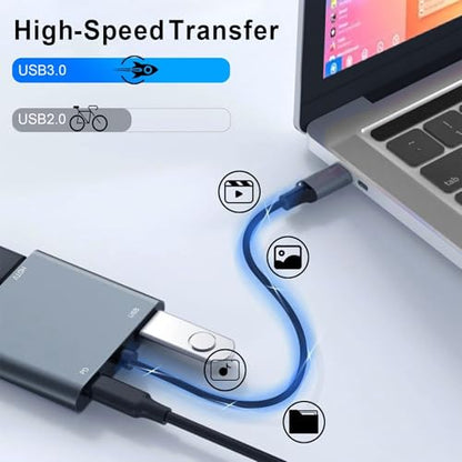 USB C to Dual HDMI Adapter, 4K@60Hz HDMI Splitter for Dual Monitors with USB 3.0, 100W PD Charging, HDMI Splitter Extended Display for MacBook Air/Pro, Dell XPS, HP, Surface, Chromebook - color: Grey 03-USB C Hub