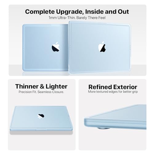 Soonjet for MacBook Air 15 inch Case M5 M4 M3 M2 2026-2023 Mac Laptop Cover | Anti Crack, Matte Sky Blue Clear, Color Match, Fingerprint & Scratch Resistant, Protective Hard Shell, Ultra Thin & Light - color: Sky Blue Clear