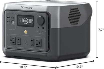 EF ECOFLOW Portable Power Station River 2 Max 500, 499Wh 500W | 1 Hr Fast Charging, LiFePO4 Battery, Up to 1000W Output Solar Generator (Solar Panel Optional) for Outdoor Camping/RVs