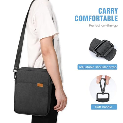 TiMOVO 9-11" Tablet Sleeve Bag Carrying Case with Strap, Black & Grey | Fits iPad A16 11", Pad Air 11/5th & 4th 10.9", 10th Gen/10.2", Galaxy Tab A11 Plus, Multi-Pocket, Handle, Padded Protection - color: Ab-Black & Grey, size: 9-11