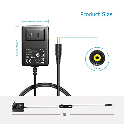 Belker 5V 3A USB C AC DC Adapter 15W Power Supply with 9 Tips | 5V Wall Charger Power Cord for Household Electronics TV Box Router Mini Fan LED Strip Speaker - size: 5V 3A