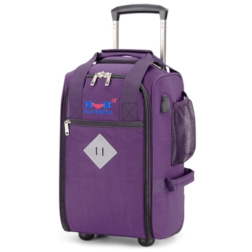 17x10x9 Inches United Airlines Rolling Personal Item Under Seat Duffle bags Suitable For Major Airlines Including Spirit, and Frontier Airline - color: Purplee